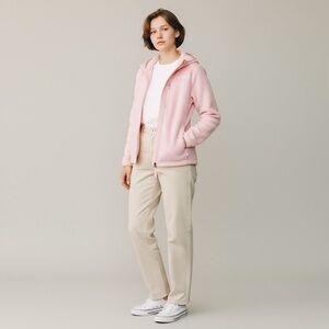 The North Face Girls Soft Pink Hooded Fleece Jacket